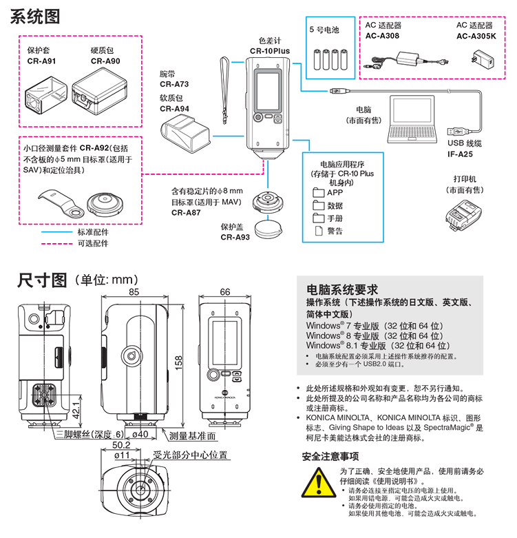 cr-10 plus色差仪的系统配置图